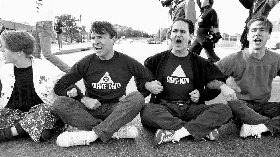 ​ACT UP protesters close the Food and Drug Administration building in 1988 to demand the release of experimental medication for those living with HIV or AIDS 