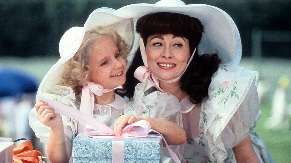 Actresses Faye Dunaway Mara Hobel on set Paramount Pictures movie Mommie Dearest 1981