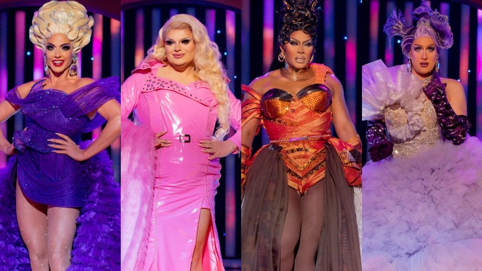 Alyssa Edwards; Kitty Scott-Claus; Kween Kong; Nehellenia on the RuPaul's Drag Race Global All Stars finale