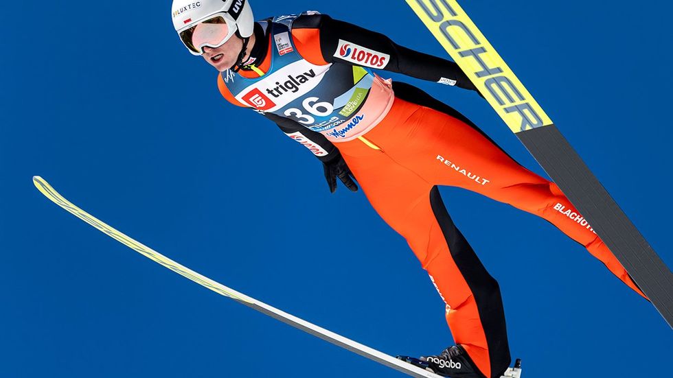 Andrzej Stekala of Poland competes during the training at the FIS World Cup Ski Flying Men Planica at Letalnica