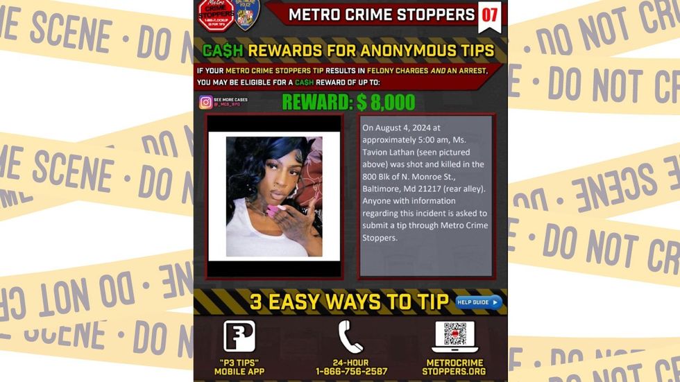 baltimore PD crime stoppers tip flier murdered transgender woman TaiVion Lathan