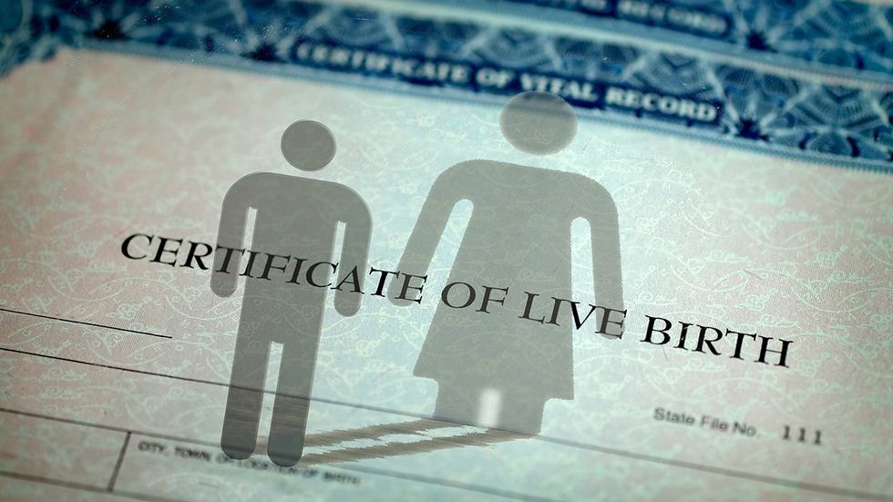 birth certificate with transgender shadow concept