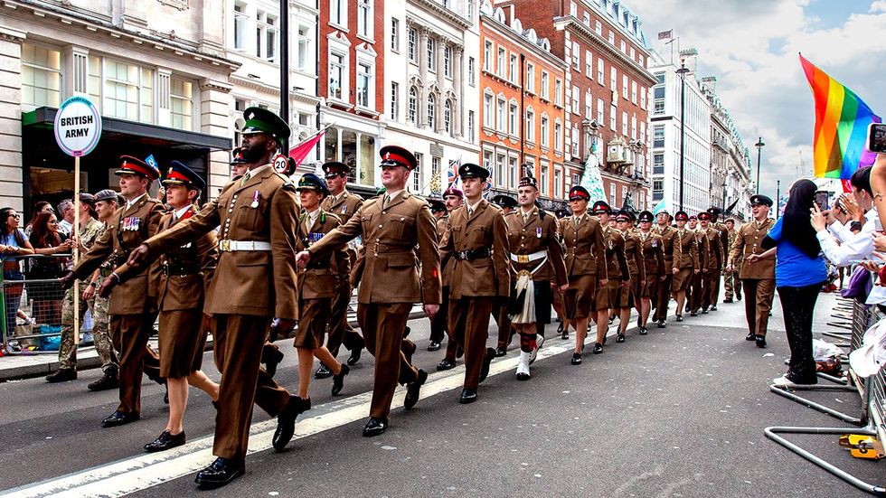 british army marching LGBTQ pride parade london england 2023