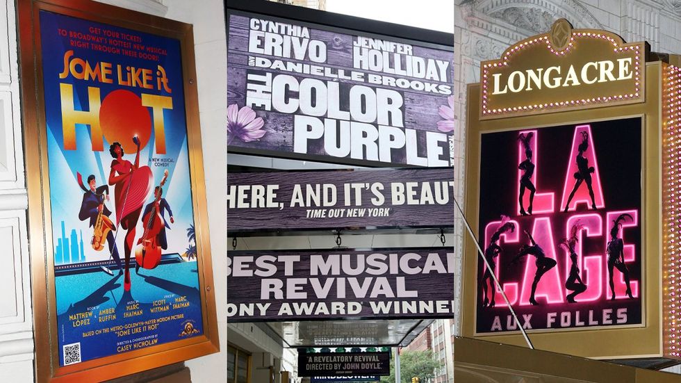 Broadway La Cage, The Color Purple, Some Like It Hot
