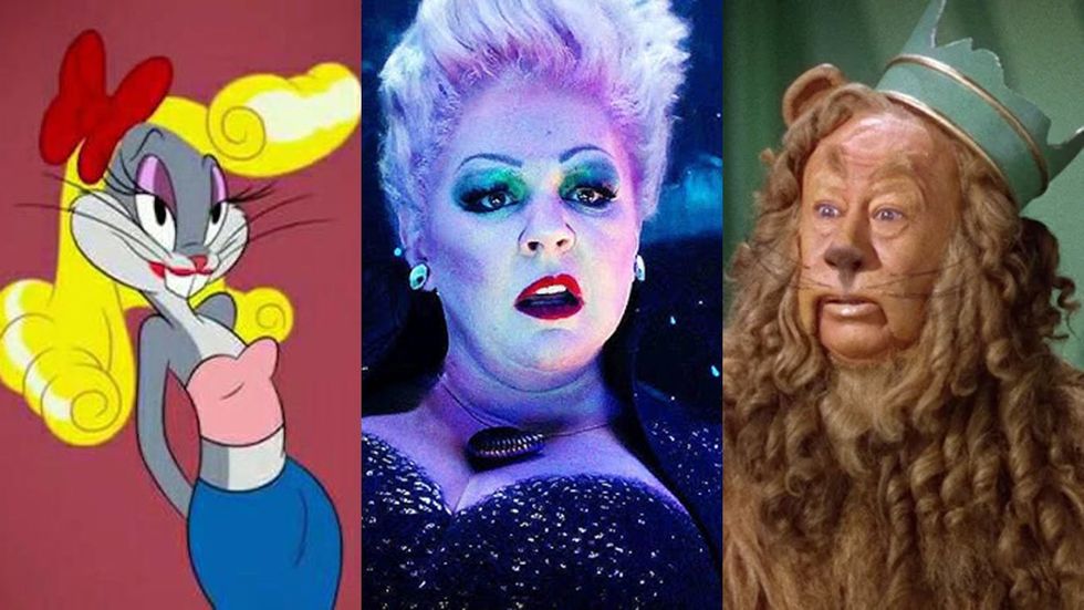 bugs bunny woman drag melissa mccarthy ursula little mermaid live action cowardly lion wizard of oz queer characters