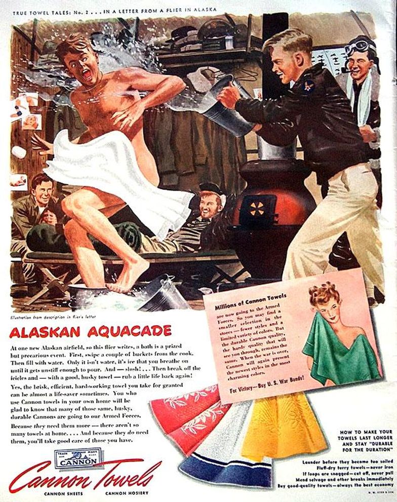 1943 Ad Cannon Towels Sheet Hosiery Shower Women Nude - ORIGINAL