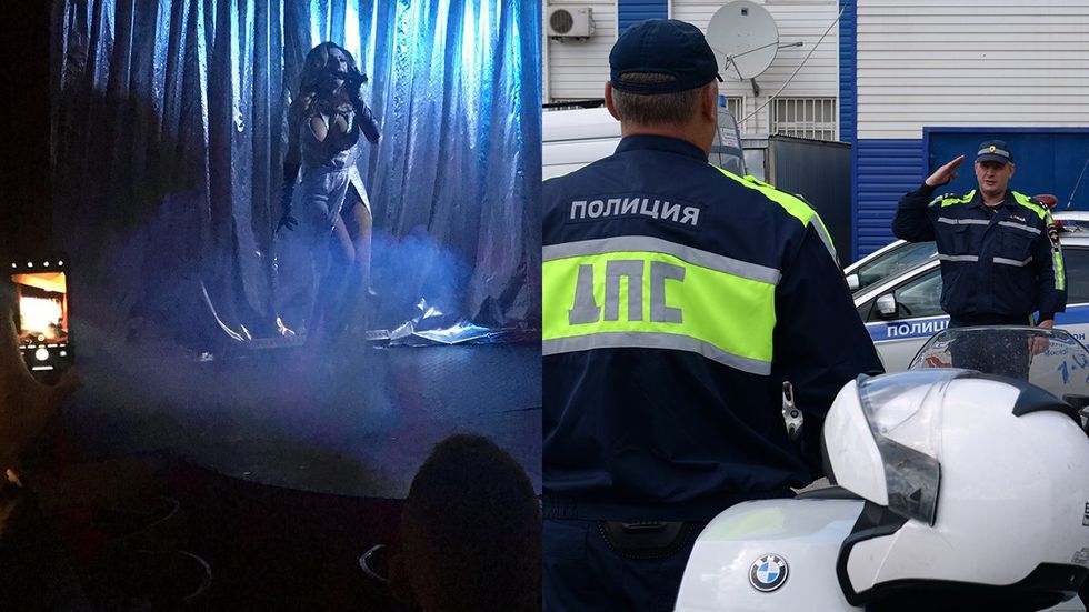 central station gay nightclub performance st petersburg russia police salute on street