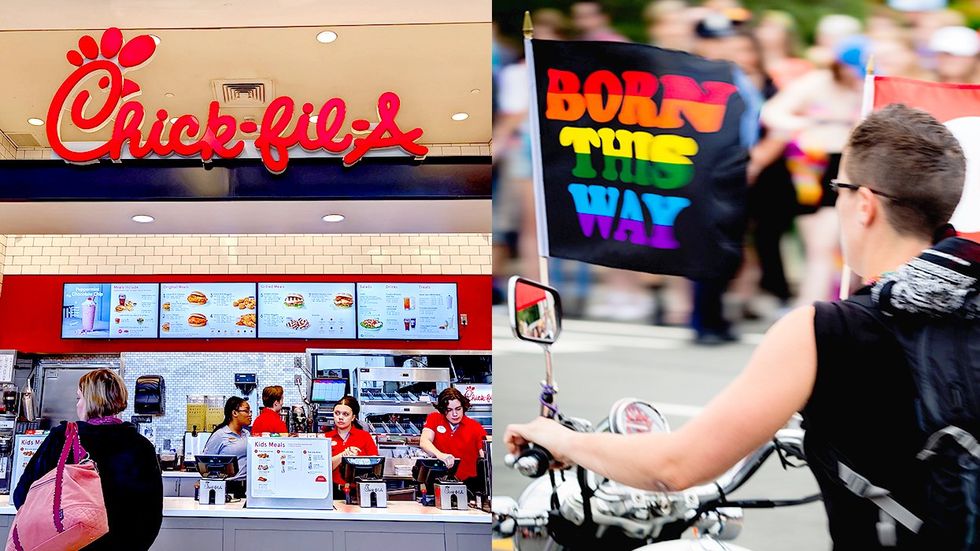 chickfila mall food borrn this way rainbow flag LGBTQ pride parade