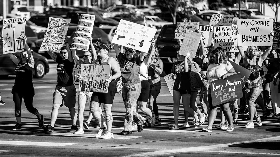 Citizens of Omaha Nebraska protest the Supreme Court decision to overturn Roe v Wade provided women the right to choose to have an abortion