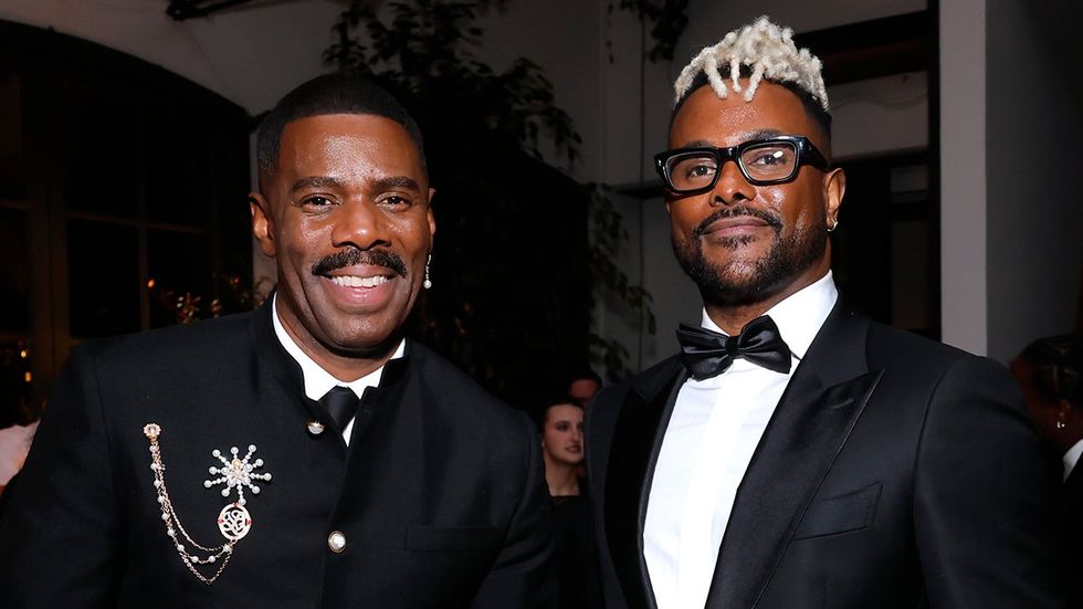 Colman Domingo and Julian Breece attend Netflix 2024 Golden Globe After Party at Spago Beverly Hills California