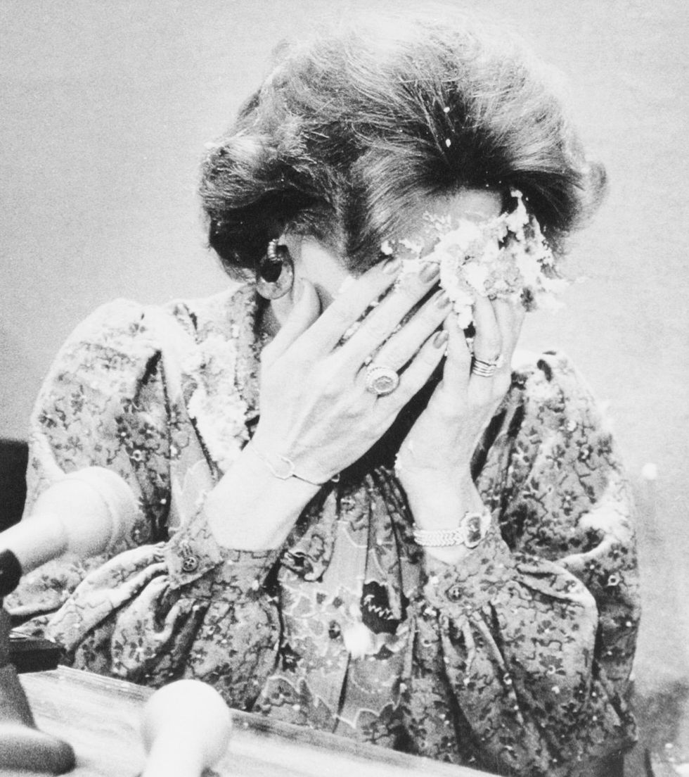 Des Moines: Singer and evangelist Anita Bryant was hit with a pie and covered her face by a man pretending to be a reporter during a press conference in Des Moines on October 14th. She had come to Des Moines to perform at a scheduled religious concert. The man who threw the pie was allowed to leave the meeting.