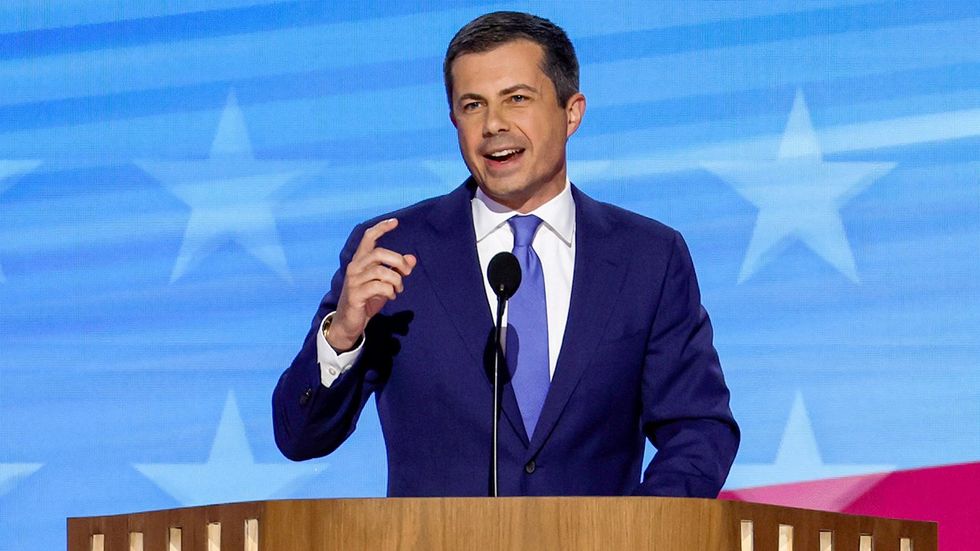 DNC 2024 US Transportation Secretary Pete Buttigieg speaks onstage Democratic National Convention United Center Chicago Illinois