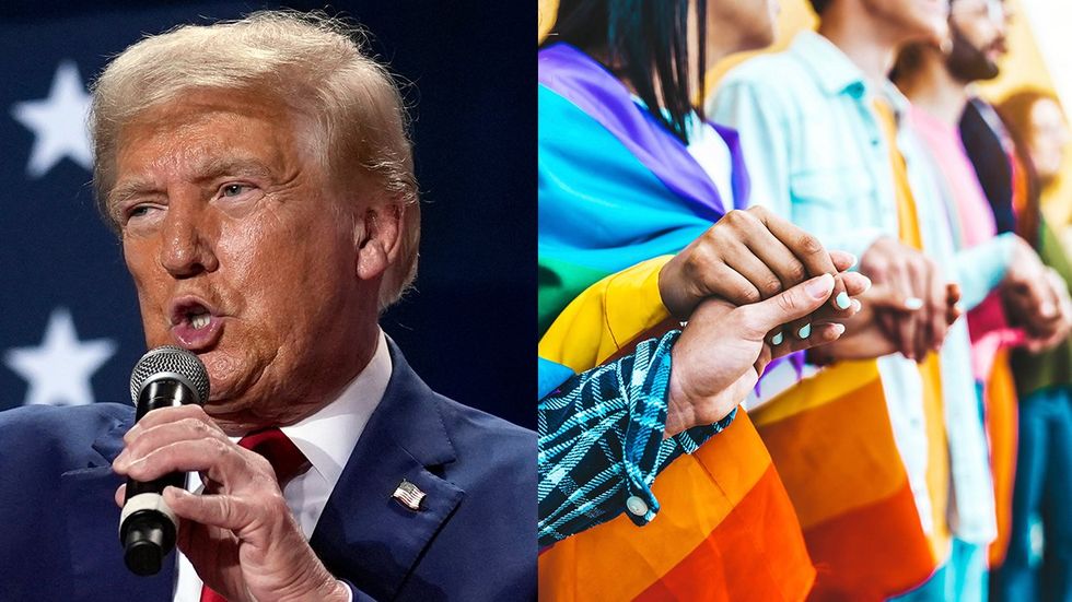 donald trump lgbtqia people holding hands