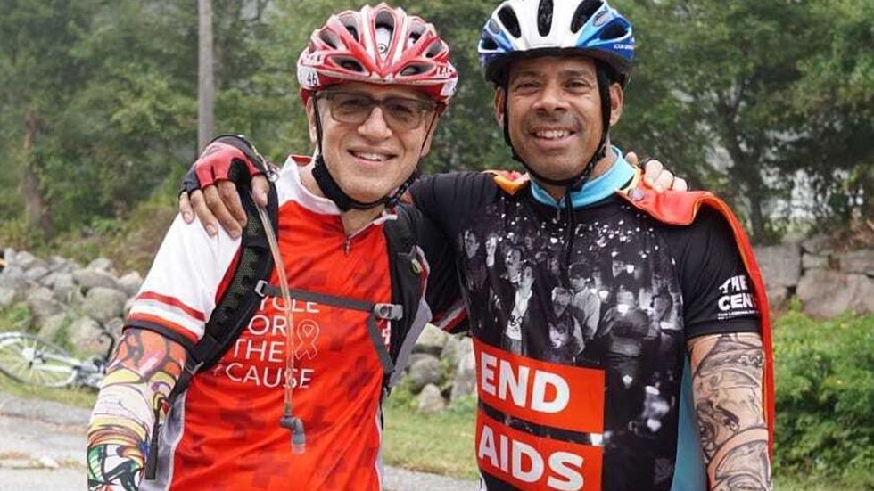 Evan Bachner (left) and his husband, Ed Rivera, at a Cycle for the Cause ride