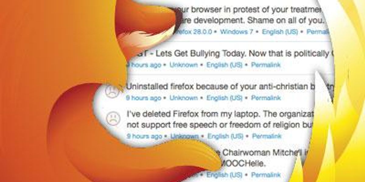 1200px x 600px - Homophobes Drop Firefox in Protest of Mozilla CEO Ouster