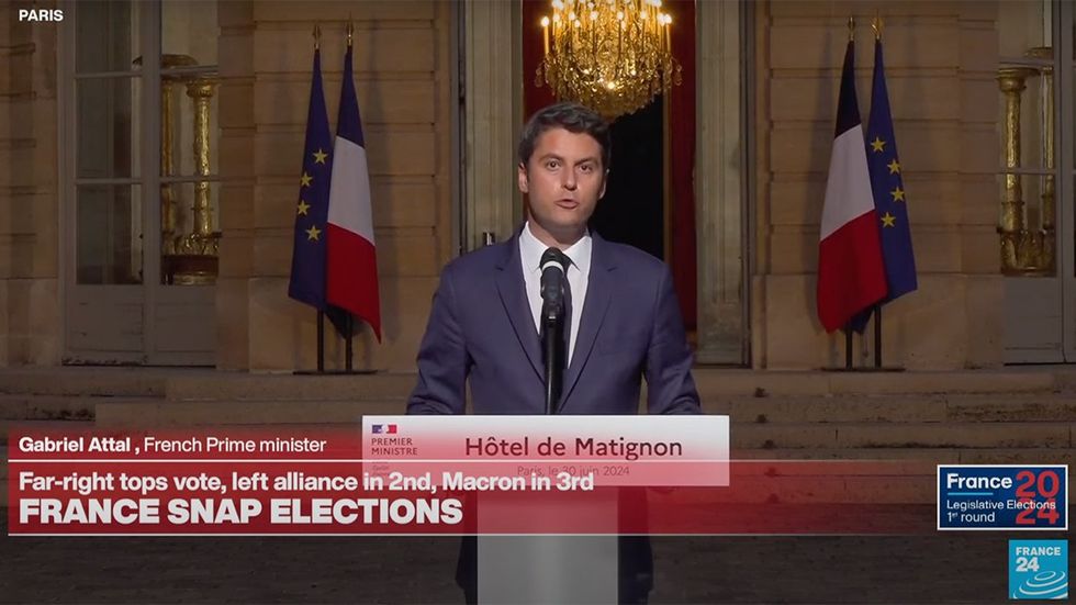 France prime minister Gabriel Attal warns rightwing climbing steps of power stunning parliamentary election conservative wins