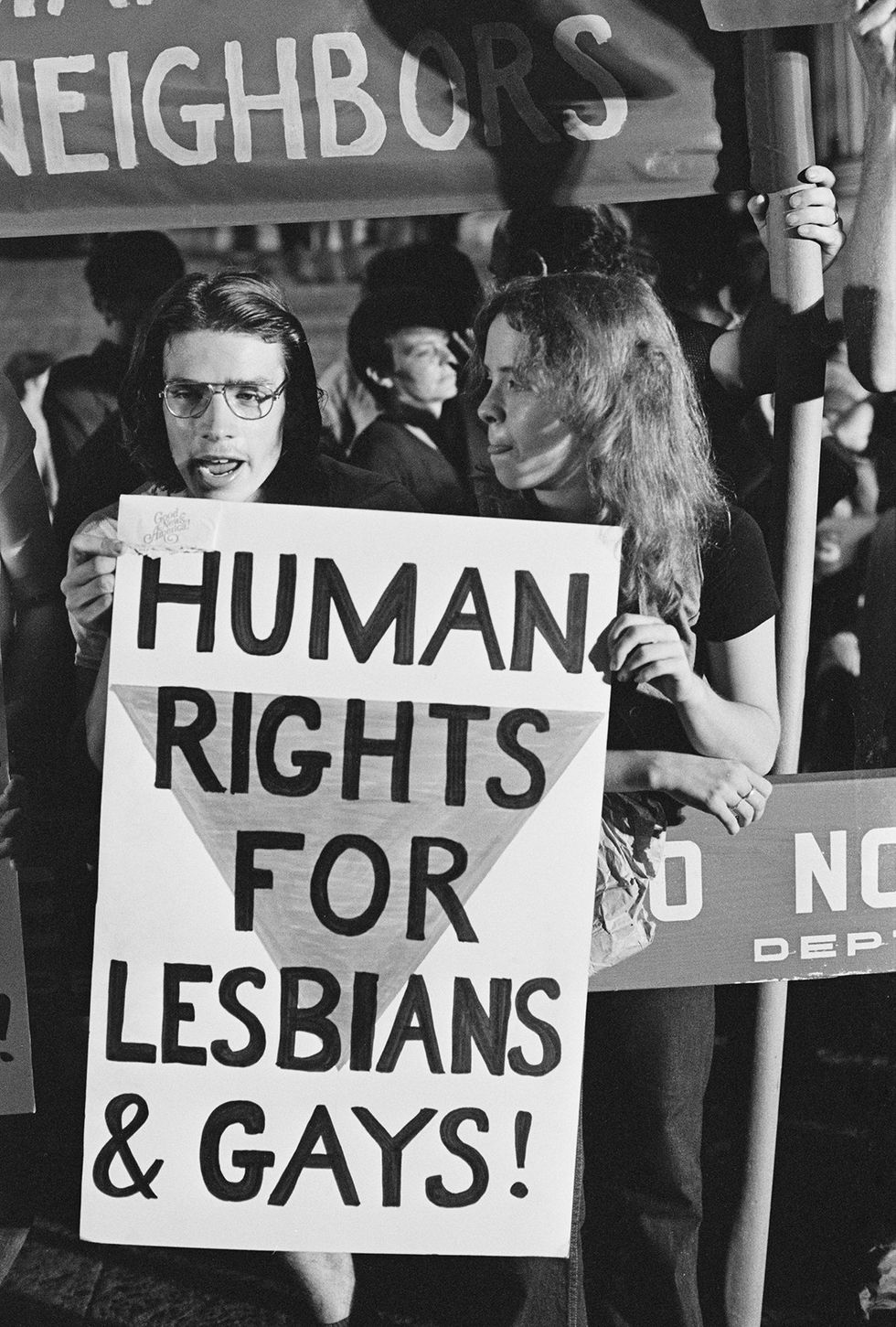 Gays and lesbians protest during the Democratic National Convention at Madison Square Garden NYC 1980