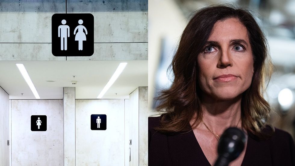 gendered public restroom signs bathroom Rep Nancy Mace