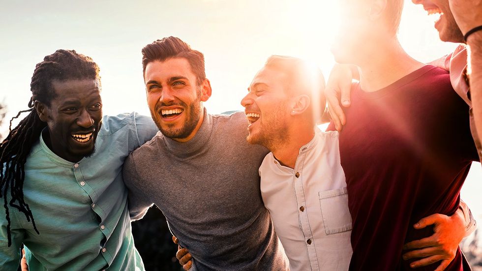 group gay men laughing