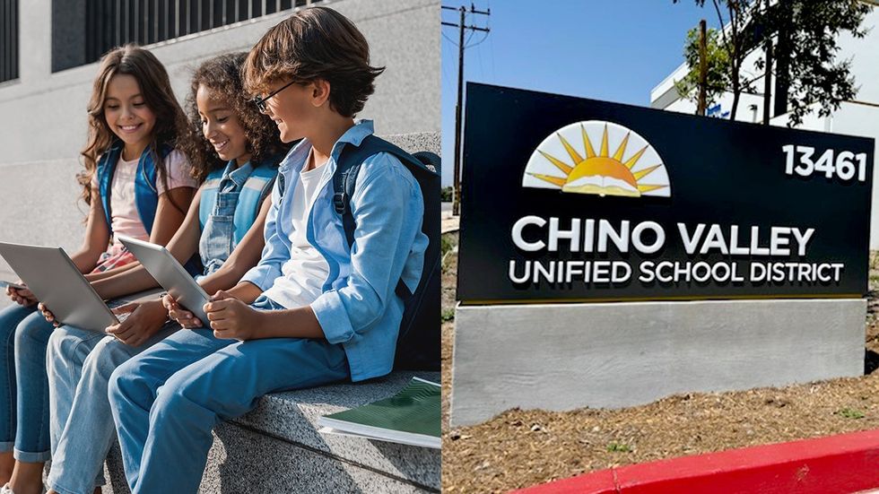 happy middle school students chino valley unified school district sign