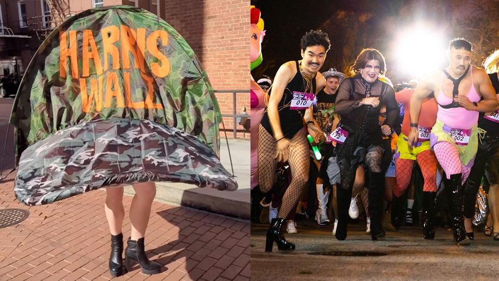 HarrisWalz camo hat costume dazzles DC’s High Heel Race