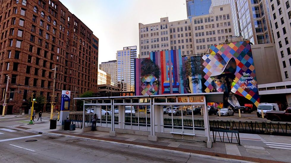 Hennepin Ave and 5th Street light rail station Minneapolis