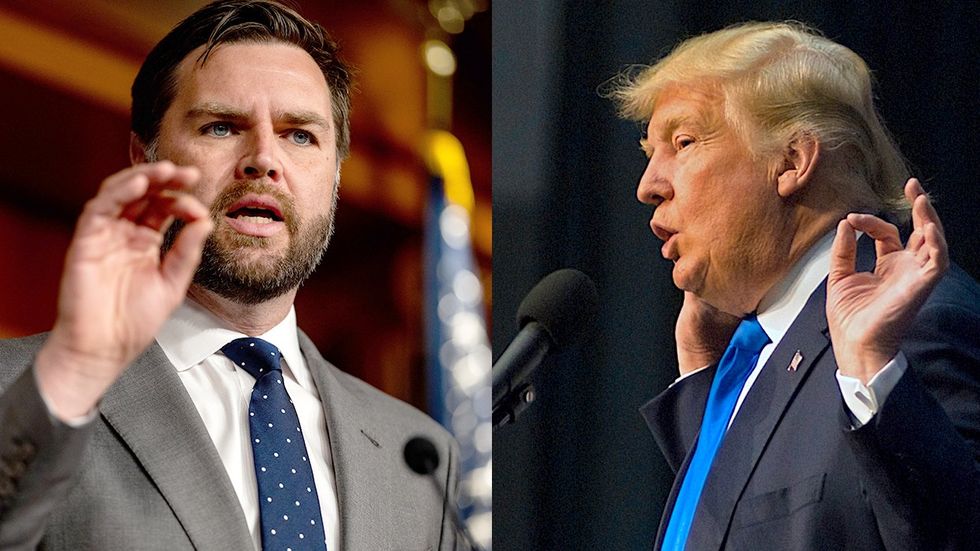 JD Vance and Donald Trump; Vance is Trump's pick for vice president