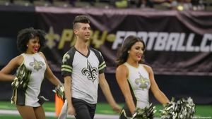 New Orleans Saint's first male cheerleader dances on the field