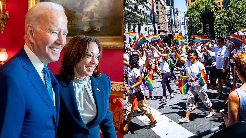 Joe Biden Kamala Harris Red Room White House San Francisco LGBTQ pride parade rainbow flags