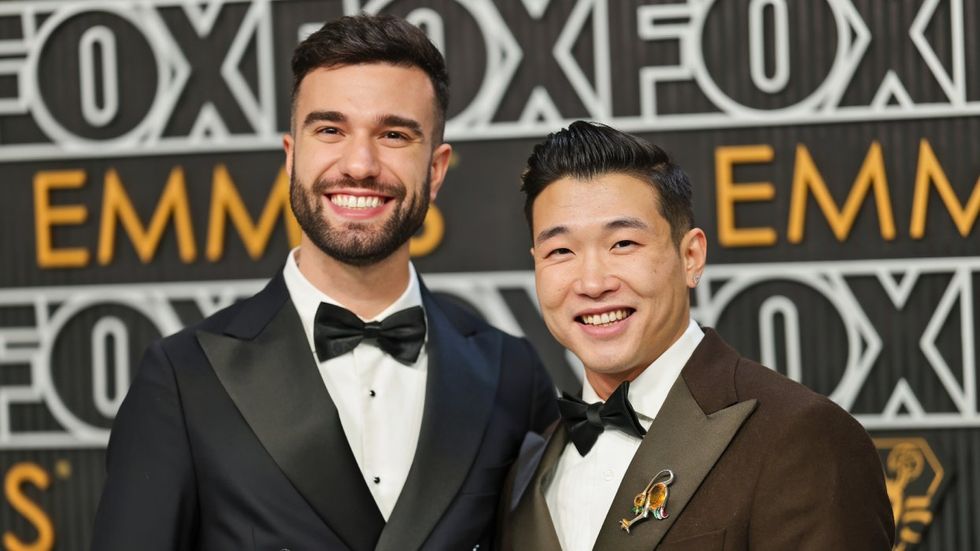 John-Michael Sudsina and Joel Kim Booster at the 75th Primetime Emmy Awards