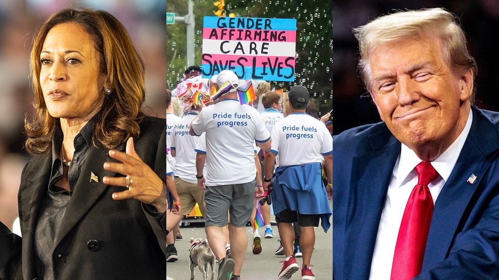 kamala harris gender affirming care saves lives sign donald trump