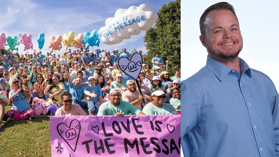 Love is the message crowd balloons Intuit author Tanner Arnold came out at work as a trans man