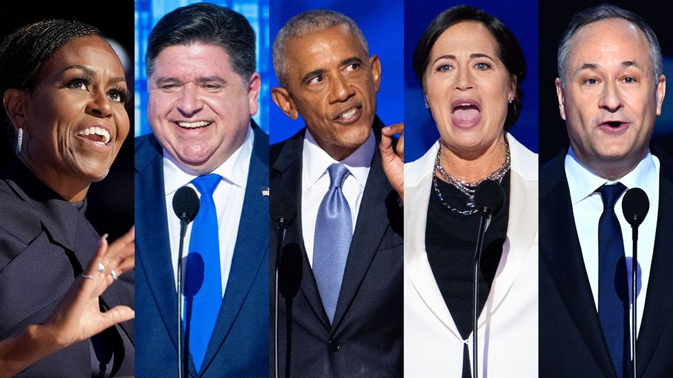 Michelle Obama JB Pritzker Barack Obama Stephanie Grisham Doug Emhoff DNC 2024 Donald Trump zingers