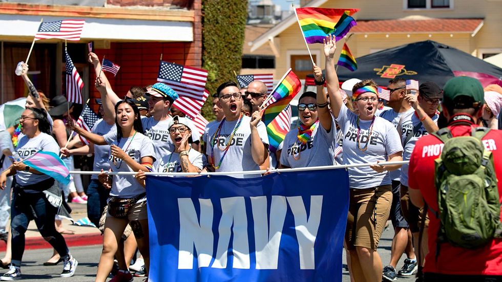 Navy Banner Military support San Diego LGBTQIA Pride Parade