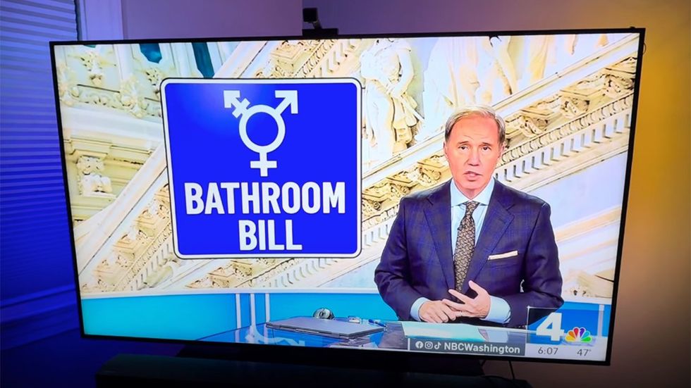 NBC washington news anchor Jim Handly giving report transgender bathroom bill