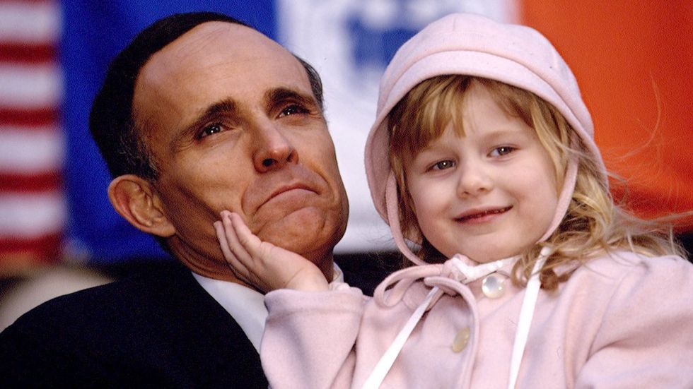 New York City Mayor Rudolph Giuliani with his daughter Caroline December 31 1993