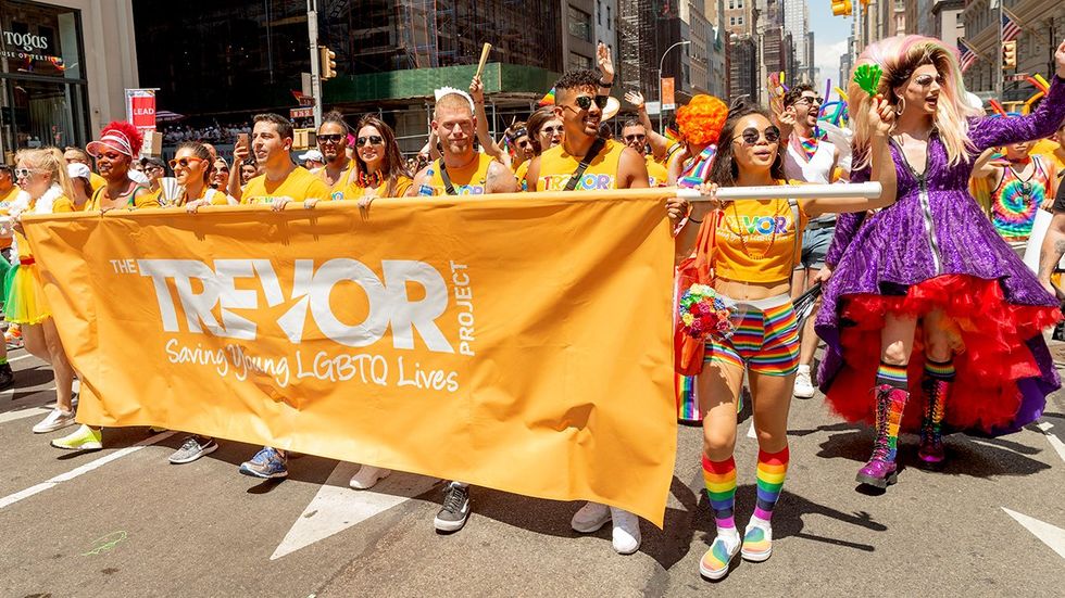 NYC pride parade trevor project contingent