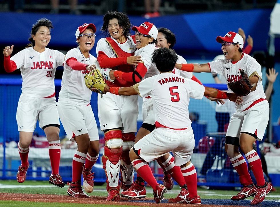 The Japanese women's softball team wins the 2020 Tokyo Olympics in July 2021