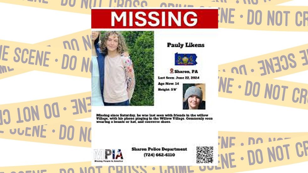 Pauly Likens Missing person poster Sharon PA PD