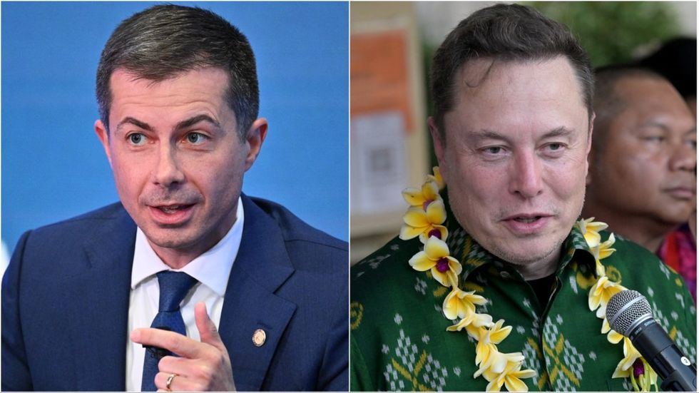 Pete Buttigieg (L) and Elon Musk (R)