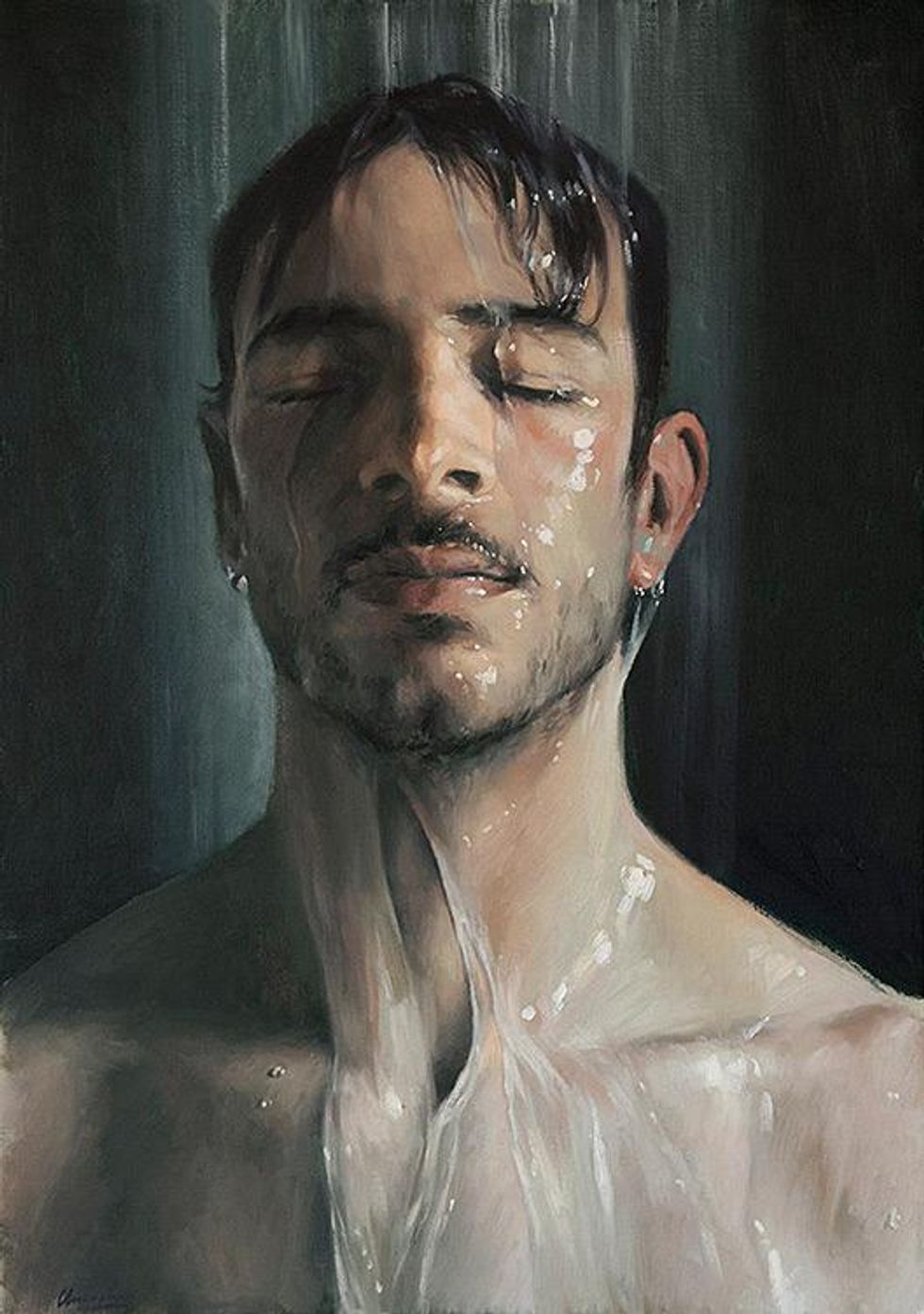 16 Paintings by Peter Churcher Show Men in the Shower