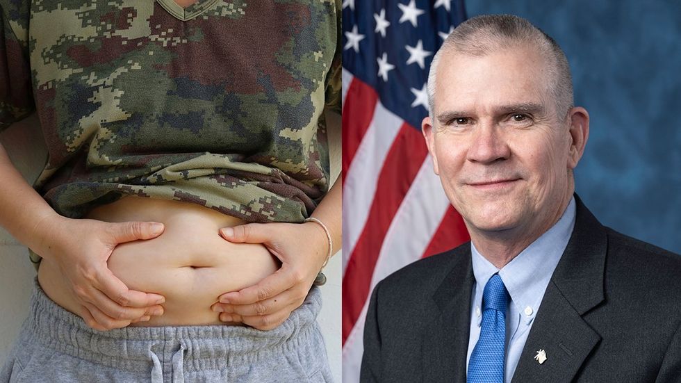 pregnant soldier holding belly US rep Matt Rosendale montana