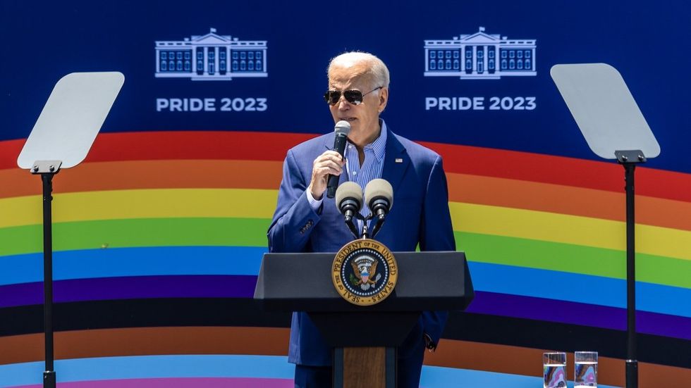 President Joe Biden giving a speech at 2023 Pride Month event at the White House