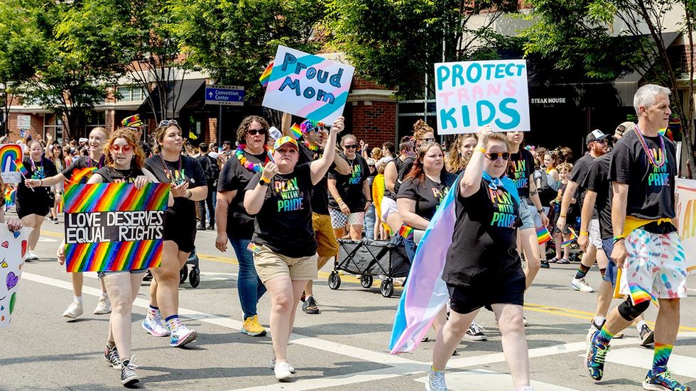 Pride Parade downtown Columbus Ohio along High Street LGBTQ equal rights festival