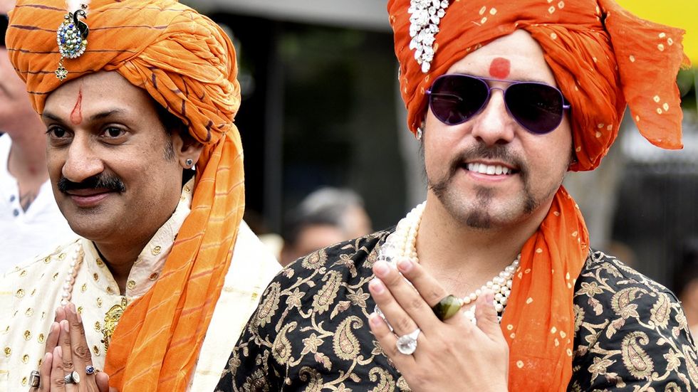 Prince Manvendra Singh Gohil with now husband Prince DeAndre Richardson at LA PRIDE Music Festival And Parade 2016 West Hollywood California gay royals