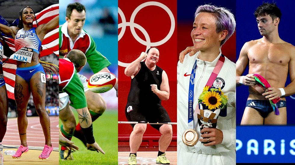 Queer Olympians ShaCarri Richardson Gareth Thomas Laurel Hubbard Megan Rapinoe Tom Daley