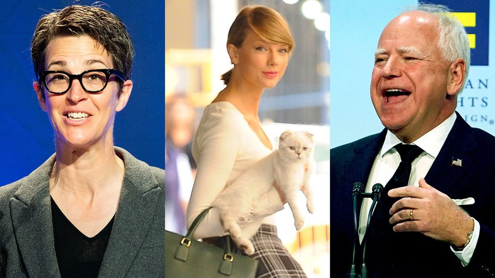 Rachel Maddow & Tim Walz celebrate Taylor Swift endorsement