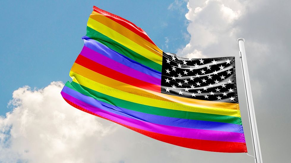 rainbow stripes american flag concept art