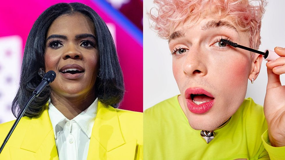 republican pundit Candace Owens pretty man applying mascara