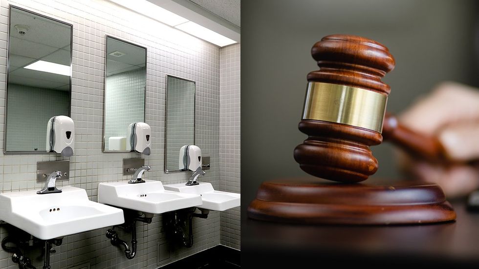 school bathroom sinks judge gavel legal decision
